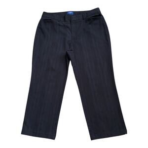 DOCKERS Womens Petite Size 16P Black Embroidered Striped Cropped Ideal Fit Pants